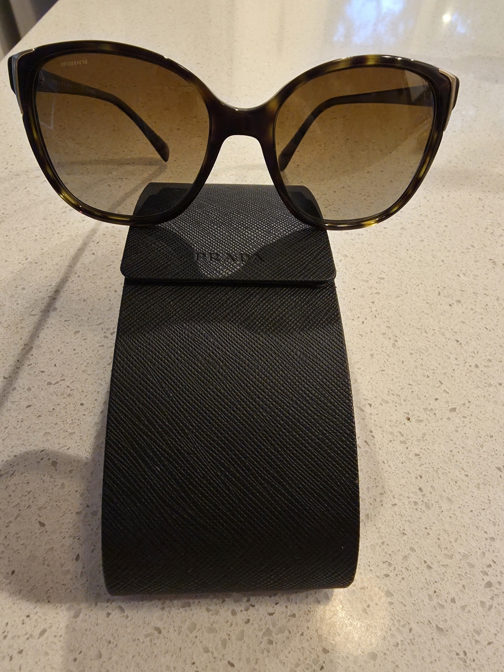 Prada Polarized Sunglasses with Brown Gradient Lenses & Gold Accents